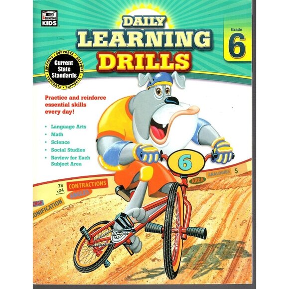 Daily Learning Drills Grade 6 Homeschool Math, Science, Social Studies - Picture 1 of 2